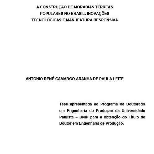 A construção de moradias térreas populares no Brasil: inovações ...